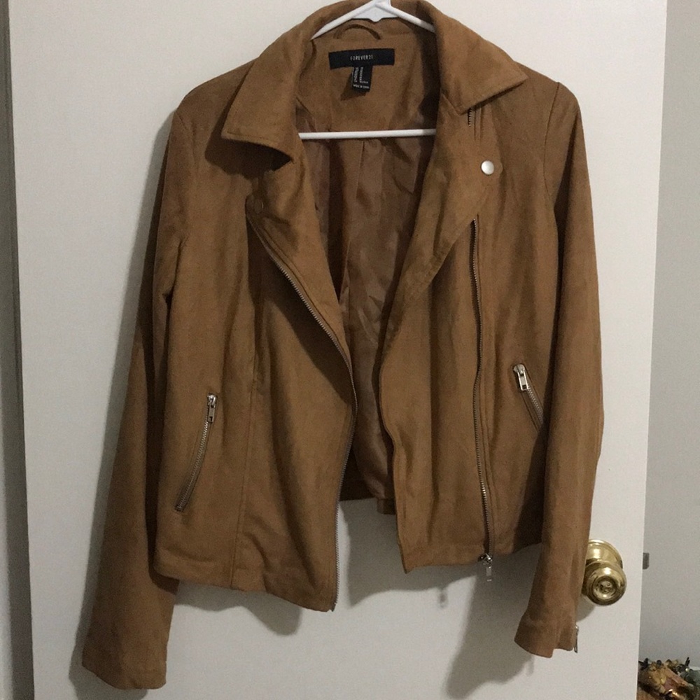 Faux suede motorcycle jacket